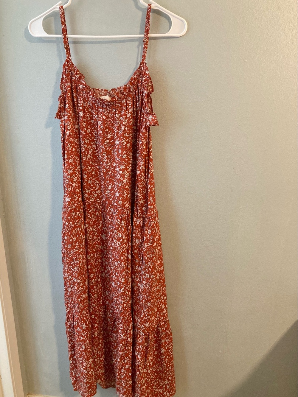 NATURAL LIFE Rust Floral Spaghetti-Strap Midi Dress Size S Can Also Fit M - Picture 7 of 8